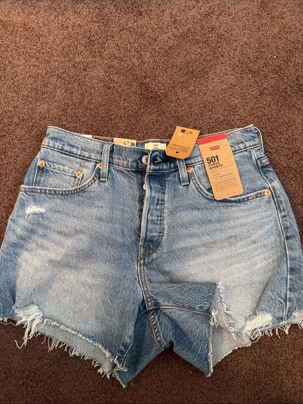 Levi's Light Blue Distressed Denim Cutoff Shorts